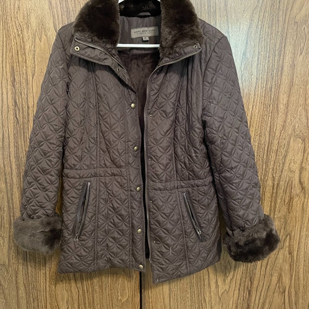 Quilted Jacket, Marc New York, Size Medium, Chocolate Color